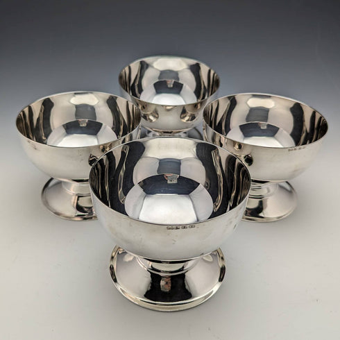 Set of 4 British Vintage Silver Plated Ice Cream Bowls